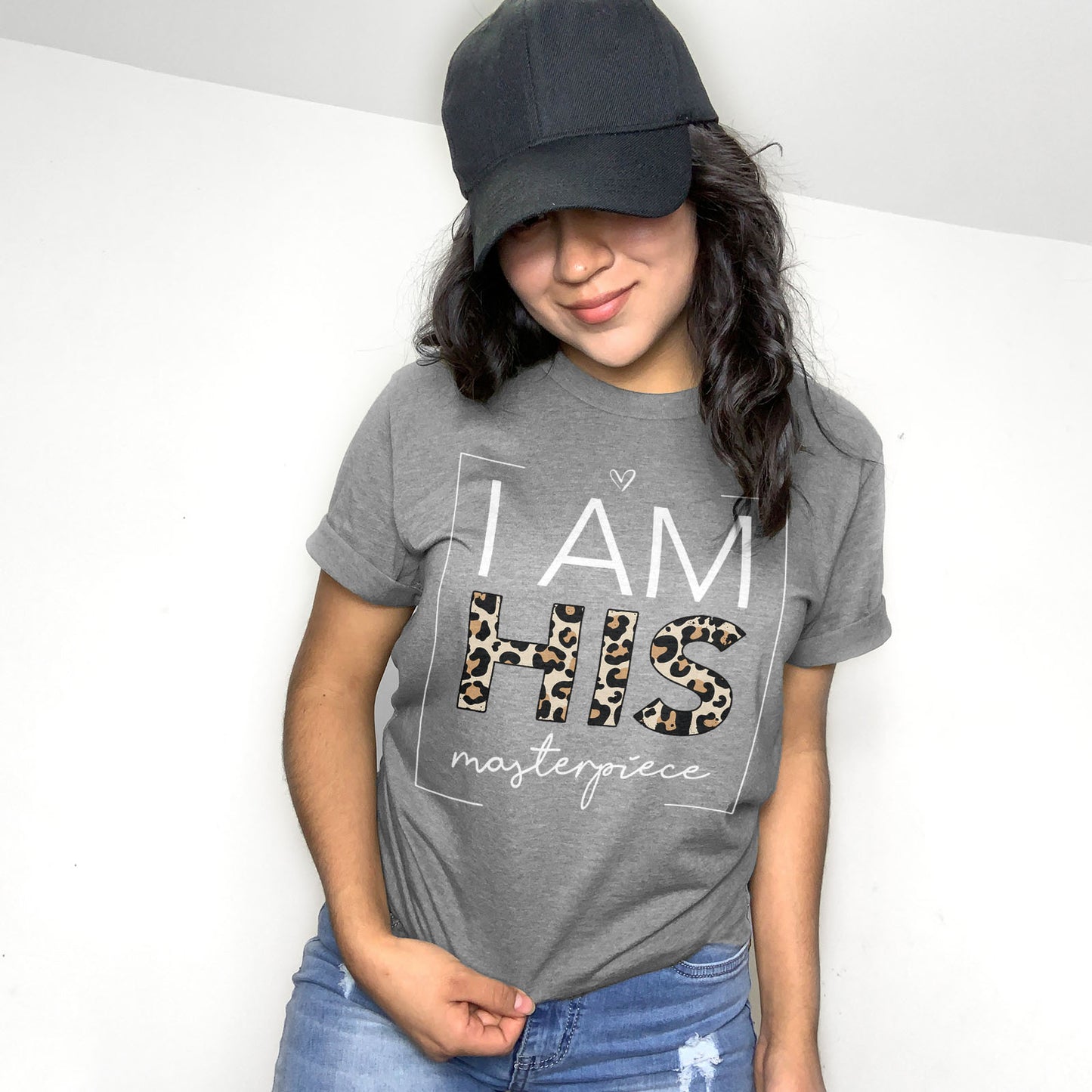 I Am His Masterpiece Leopard Tee