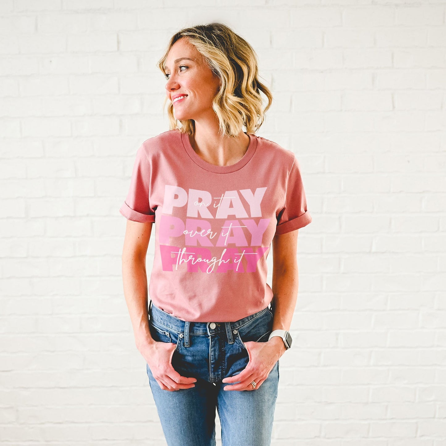 Pray On It Tee - Pink