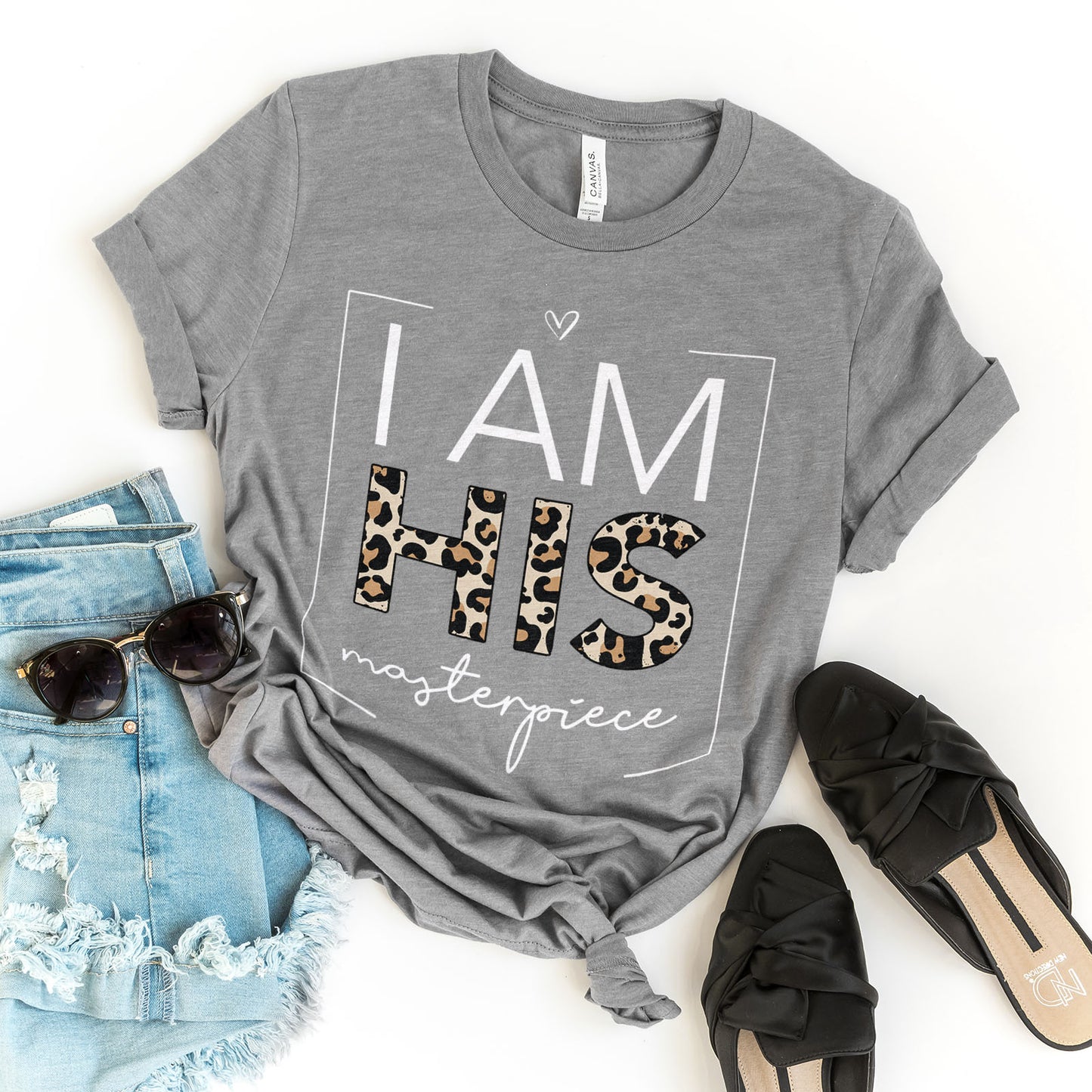 I Am His Masterpiece Leopard Tee