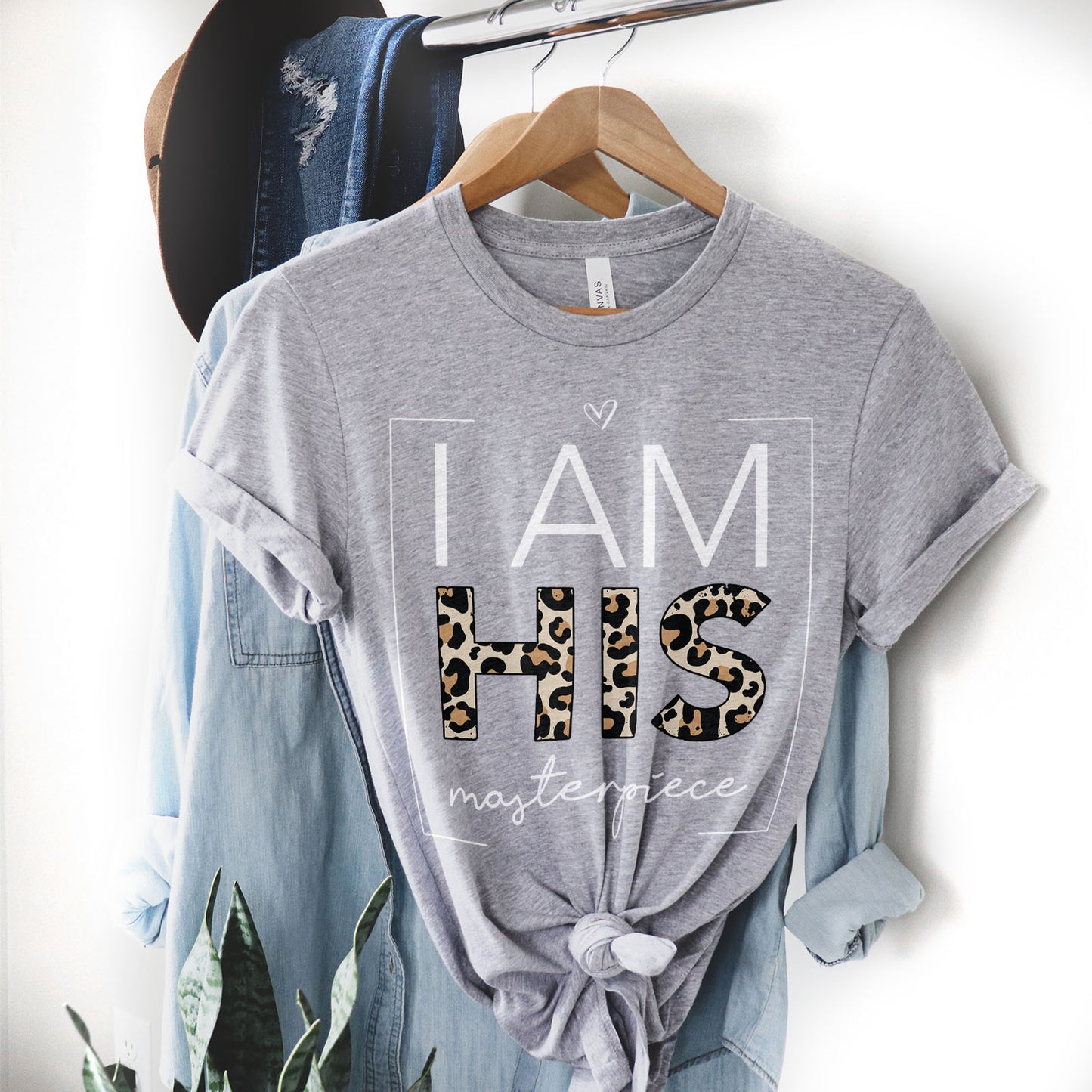 I Am His Masterpiece Leopard Tee