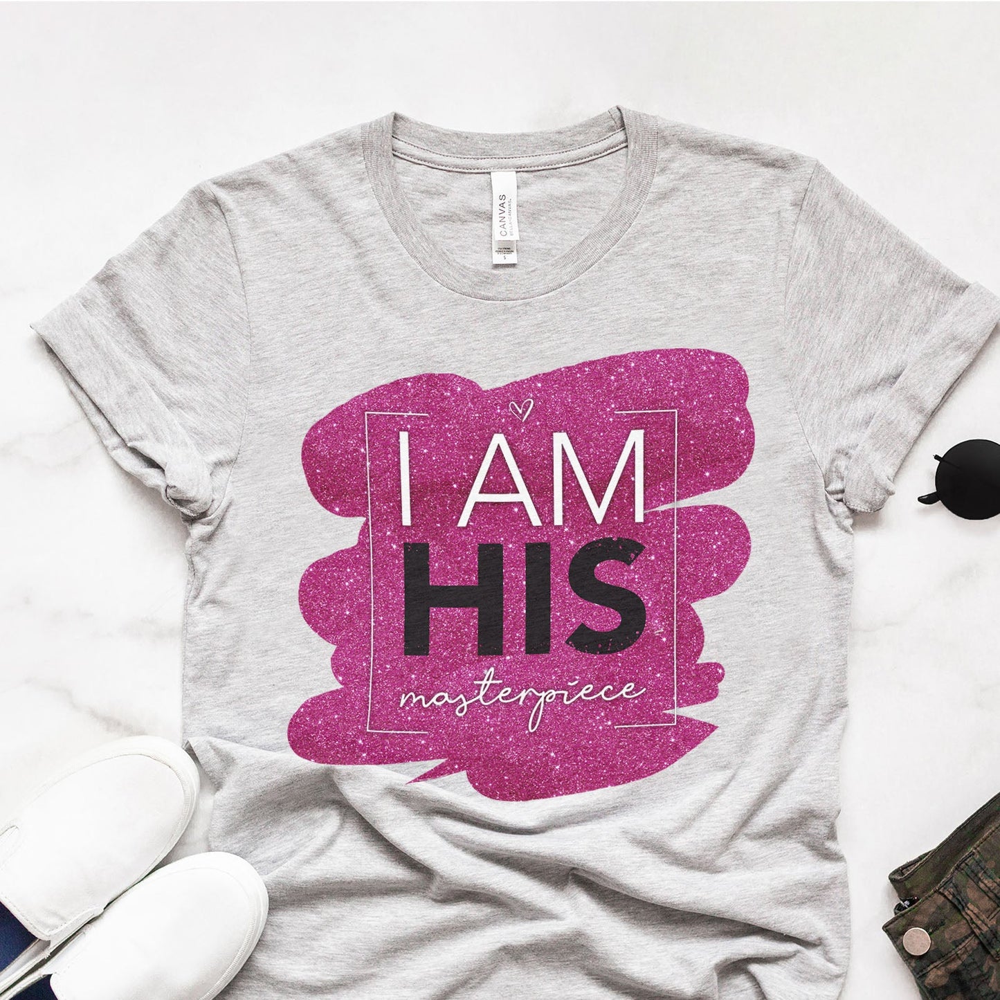 I Am His Masterpiece Pink Dazzler Tee