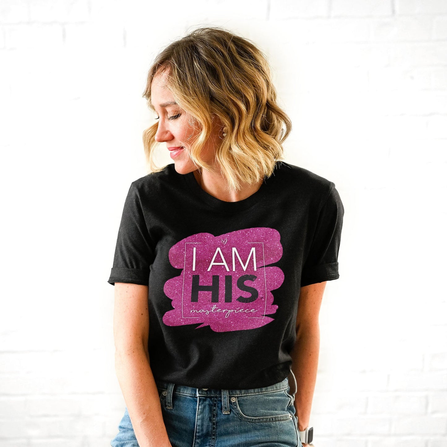 I Am His Masterpiece Pink Dazzler Tee