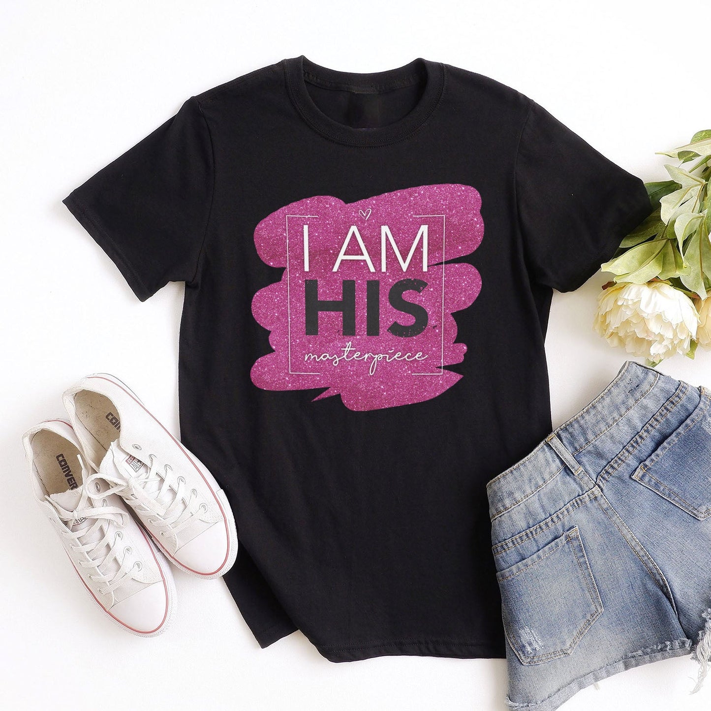 I Am His Masterpiece Pink Dazzler Tee