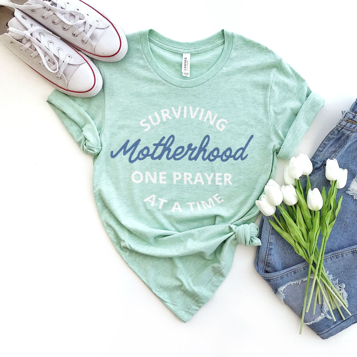 Surviving Motherhood One Prayer At A Time Tee