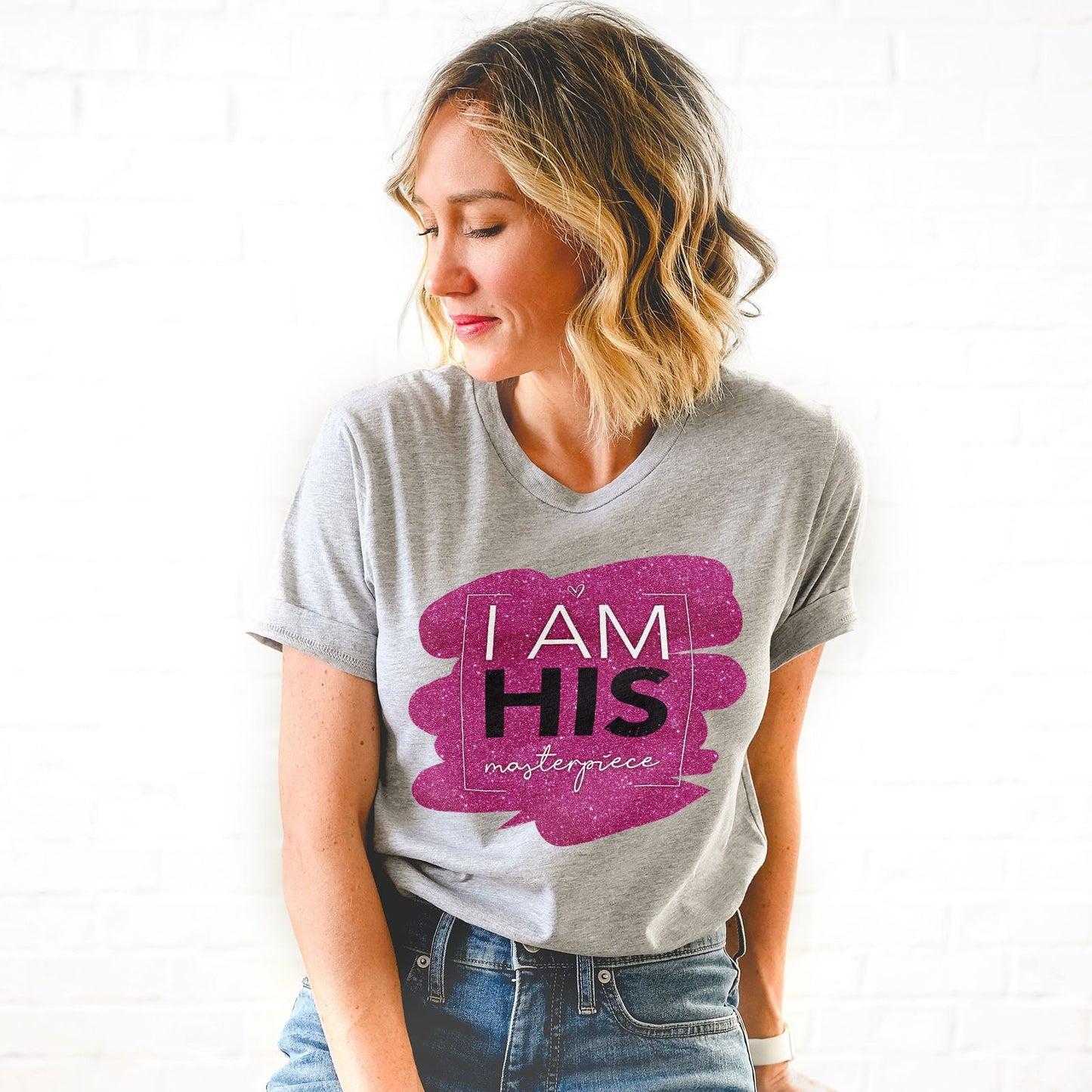 I Am His Masterpiece Pink Dazzler Tee