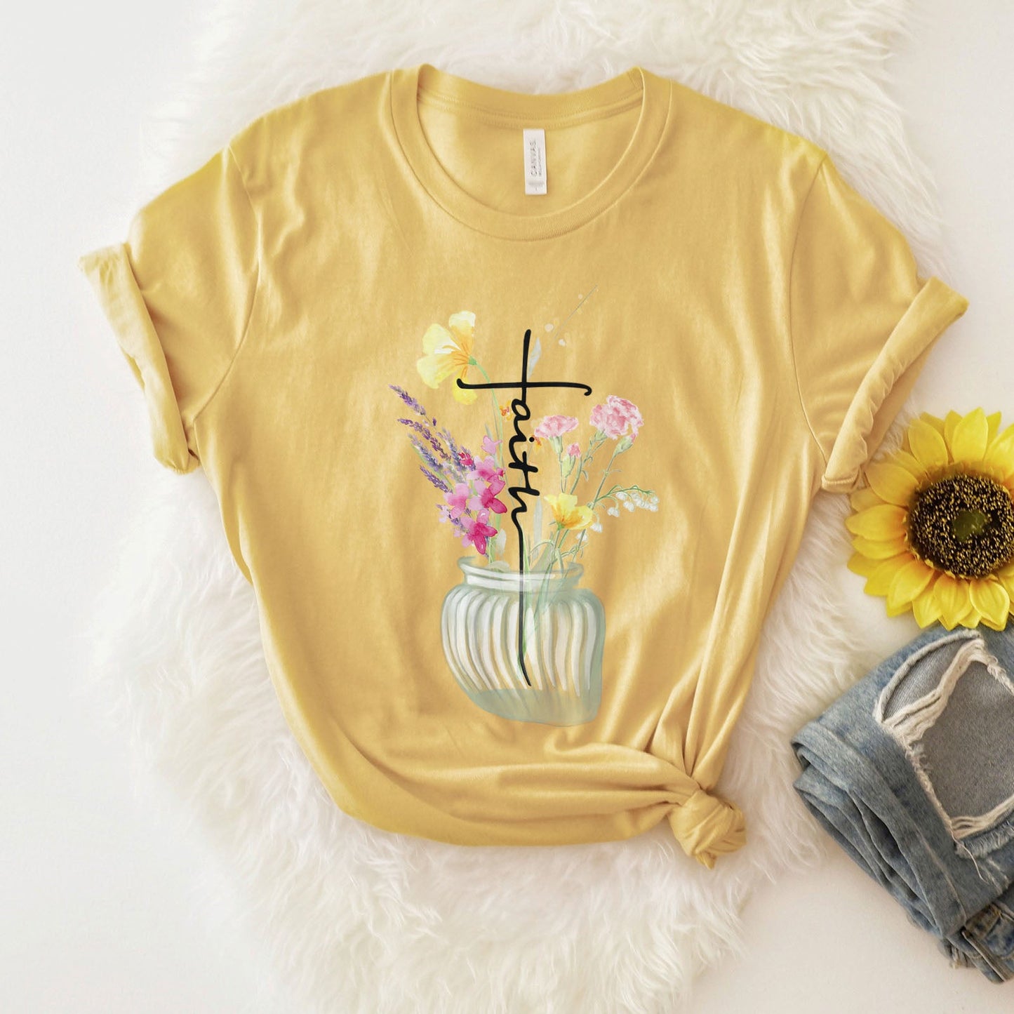 Faith Cross Vase Tee