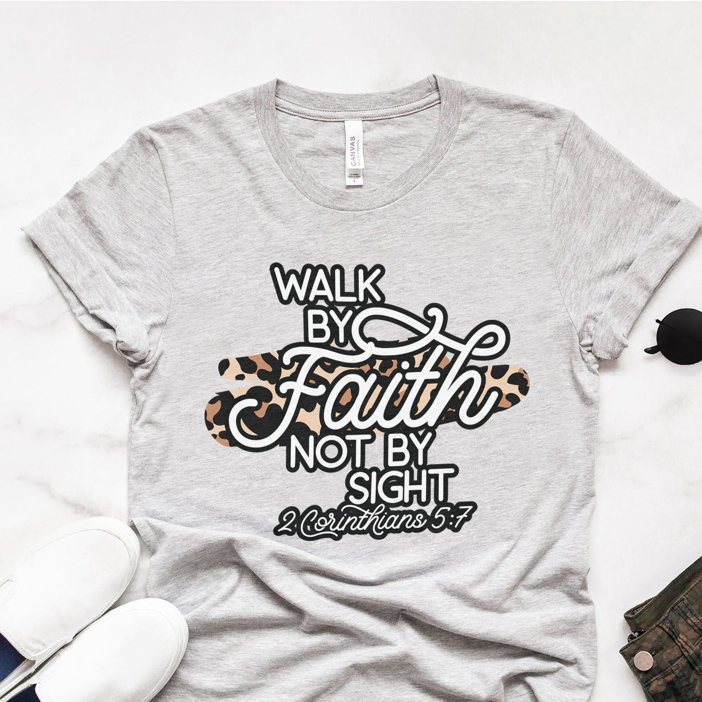 Walk By Faith Leopard Tee