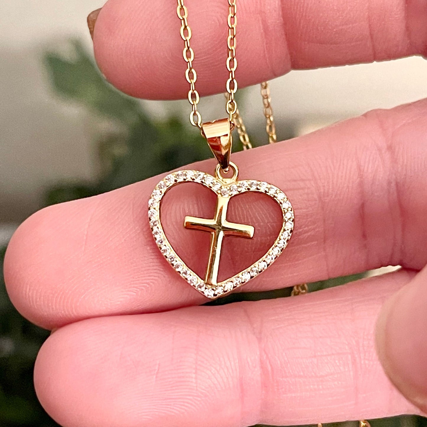 Cross Heart Pendant Necklace