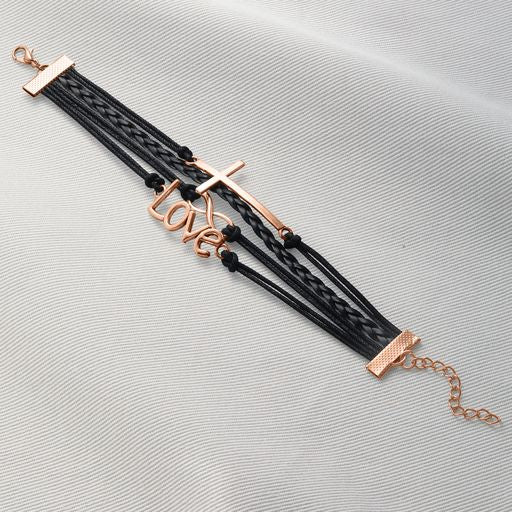 Love and Infinity Cross Charm Bracelet
