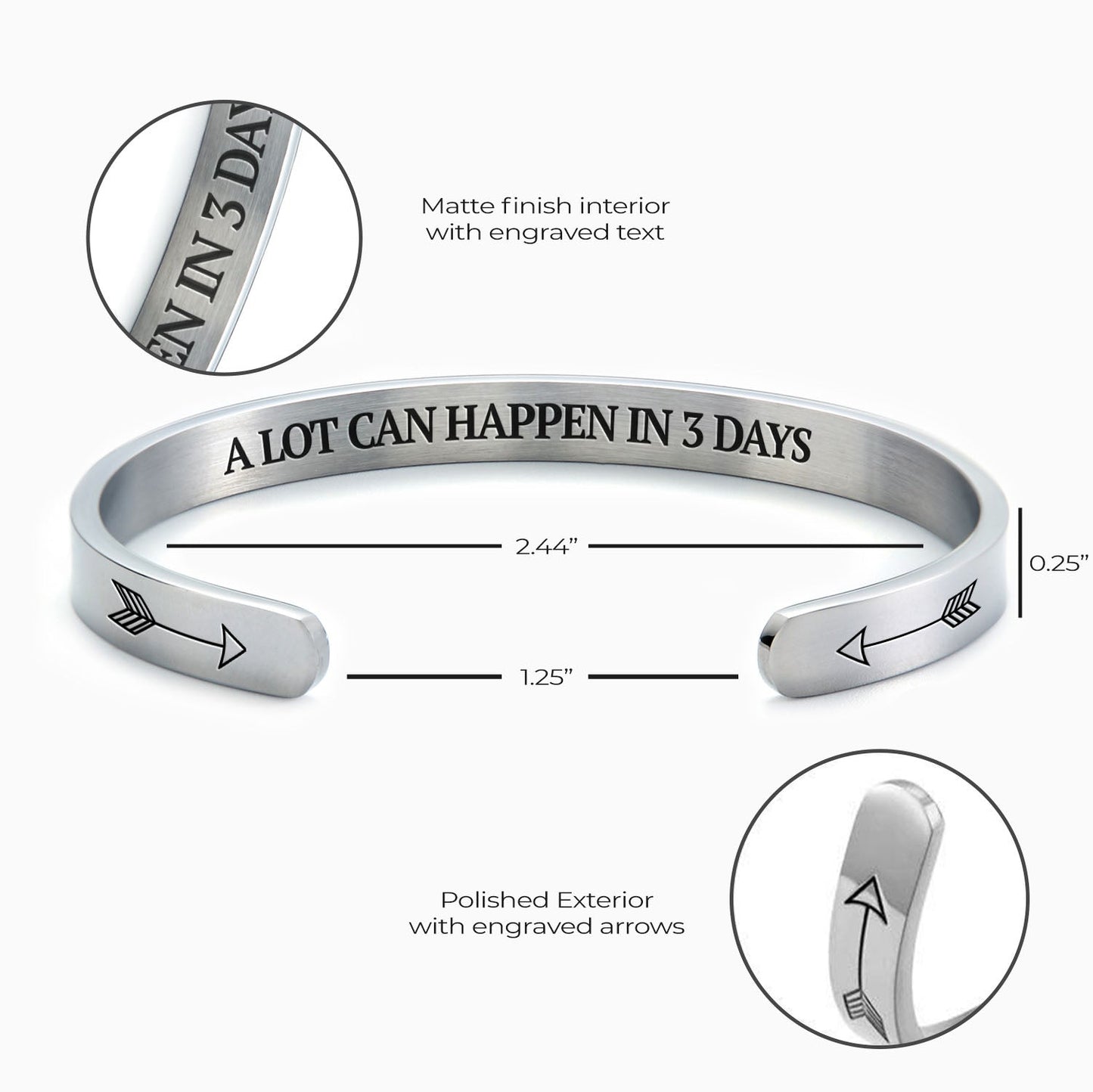 A Lot Can Happen In 3 Days Cuff Bracelet