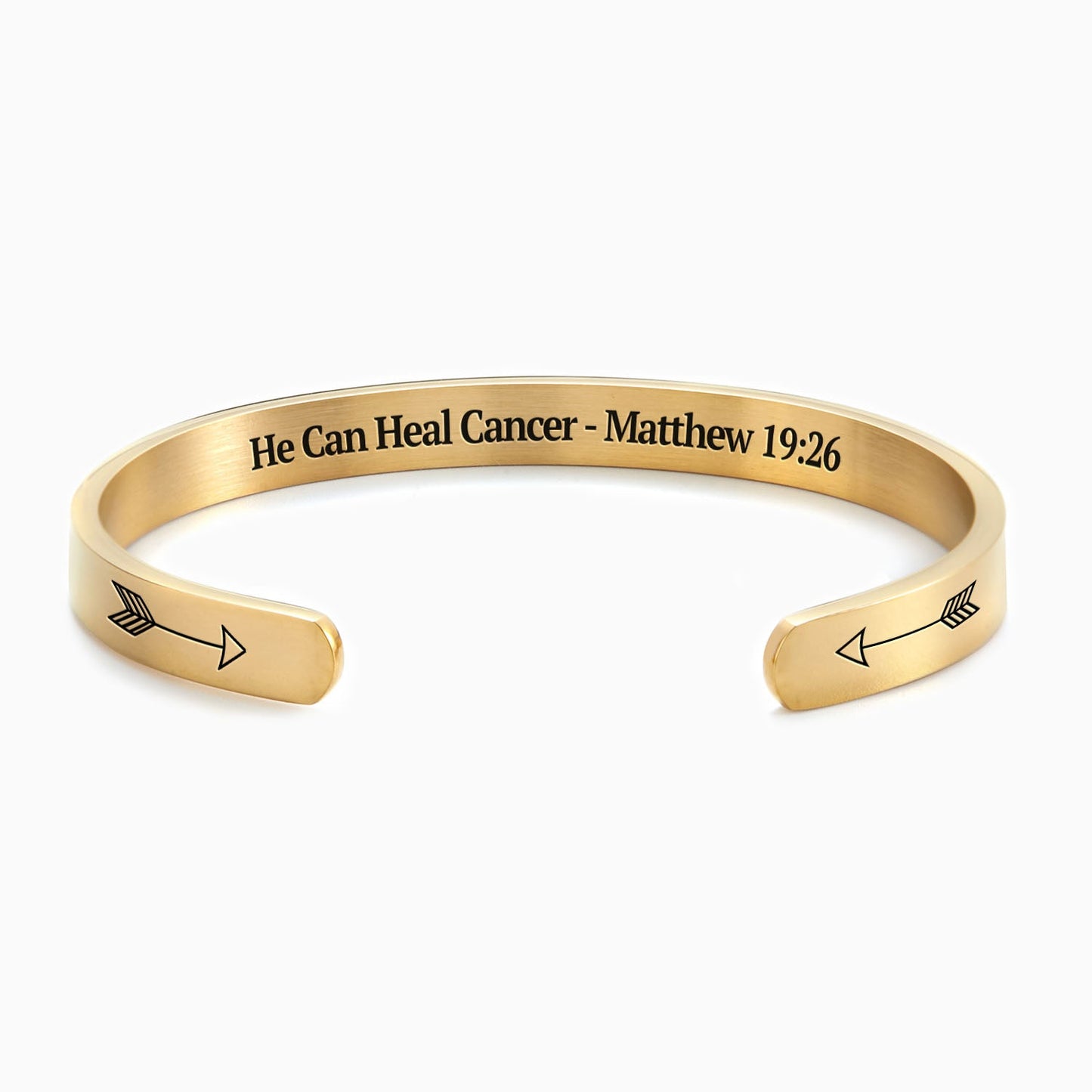 He Can Heal Cancer - Matthew 19:26 Cuff Bracelet