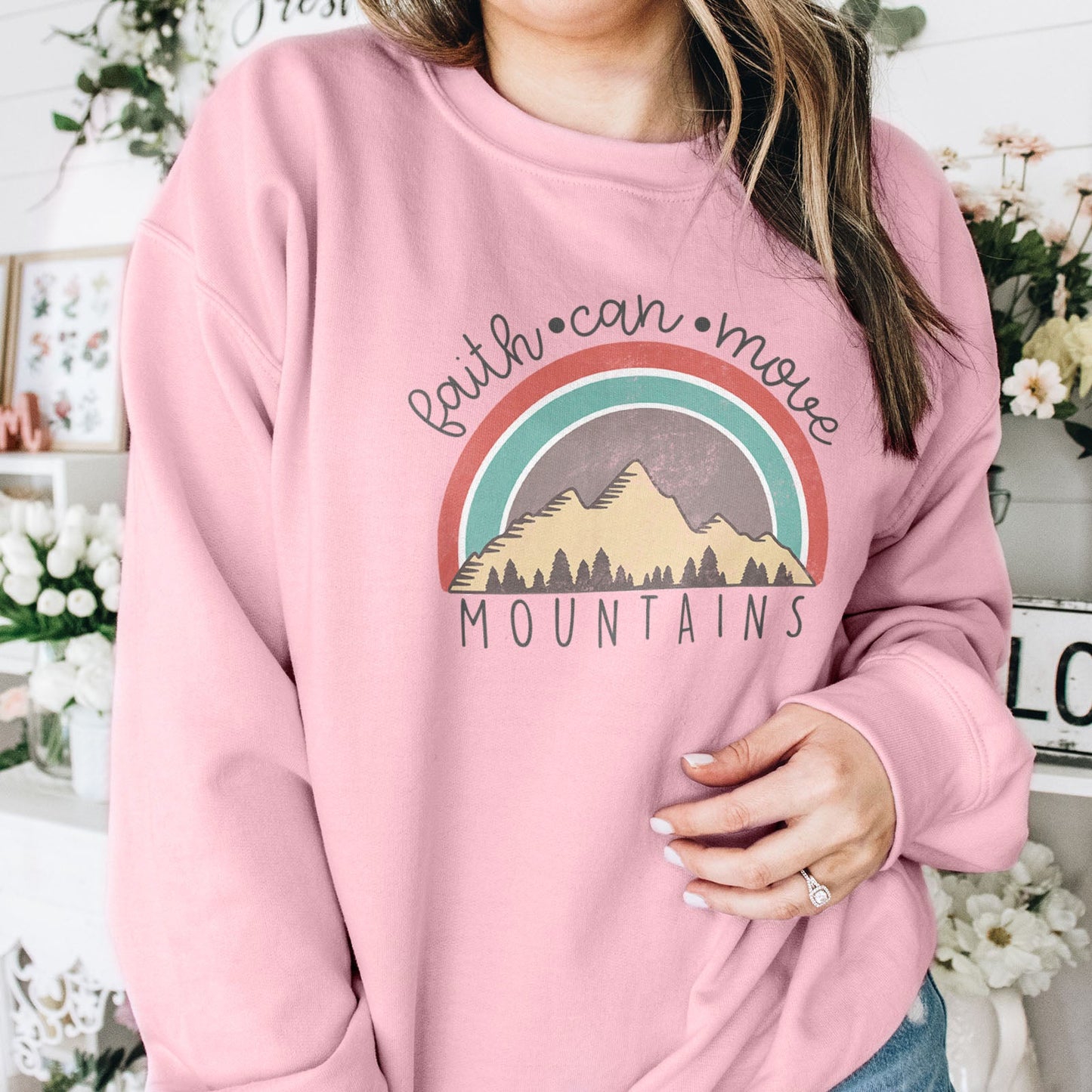 Faith Can Move Mountains Badge Sweatshirt