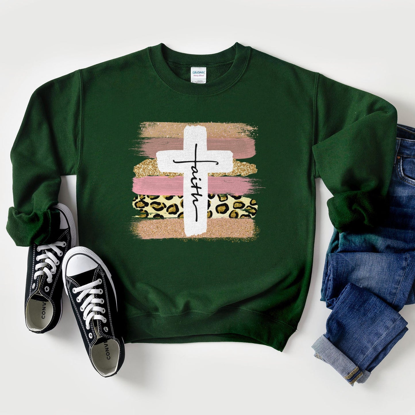 Faith Cross Paint Swipe Sweatshirt