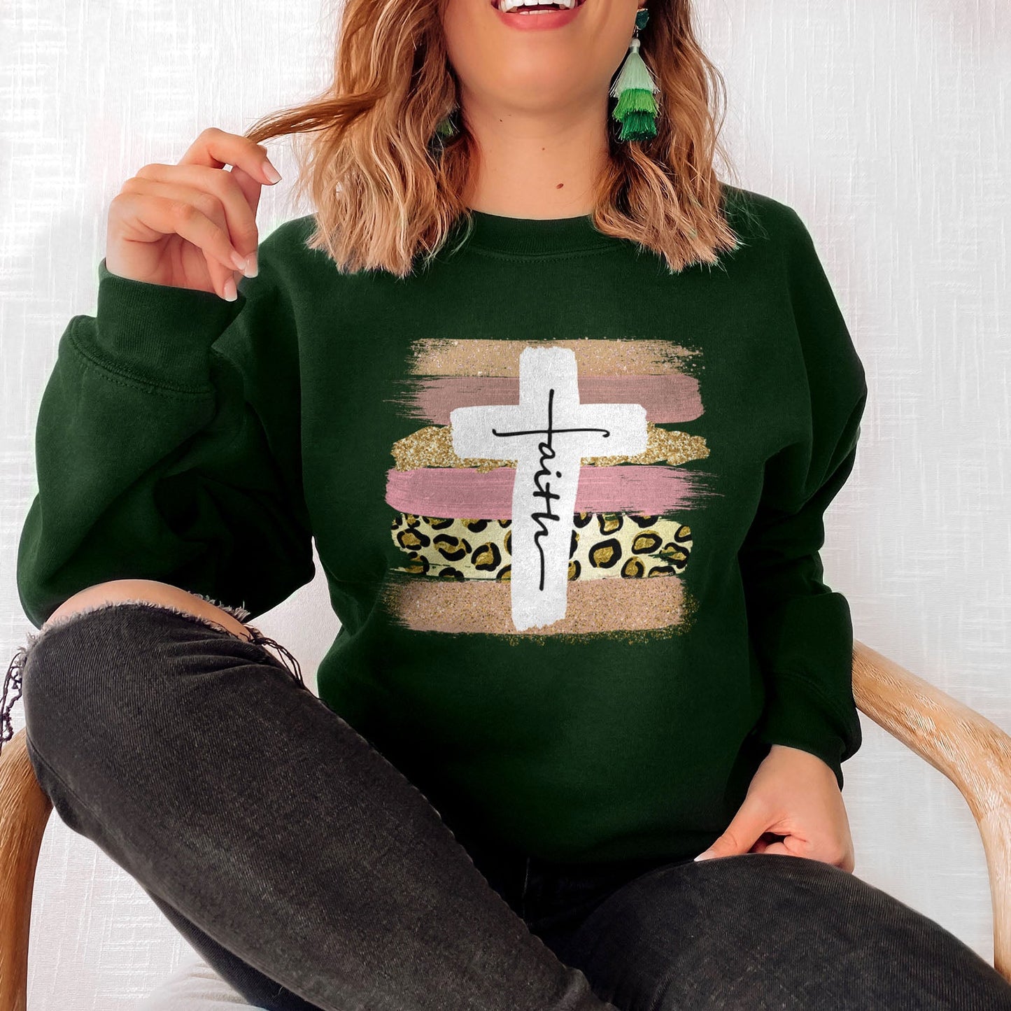 Faith Cross Paint Swipe Sweatshirt