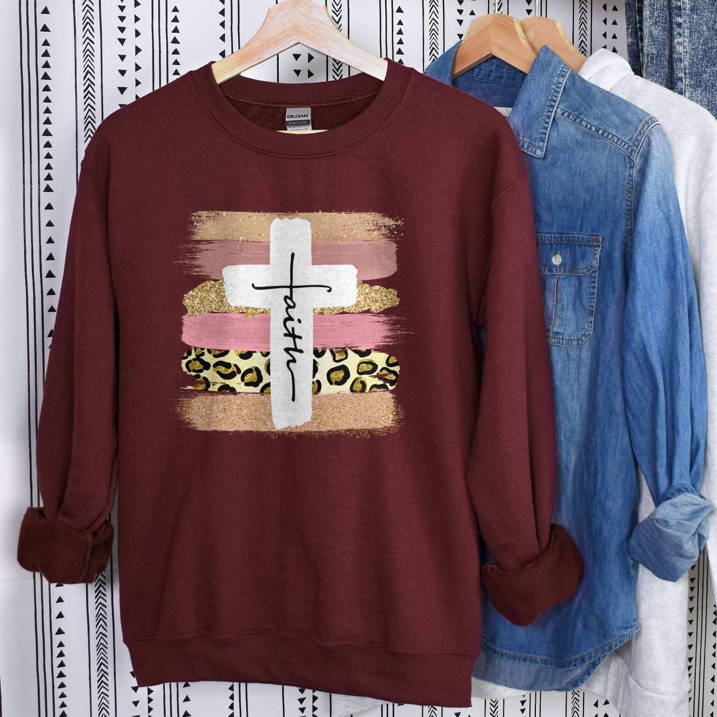 Faith Cross Paint Swipe Sweatshirt