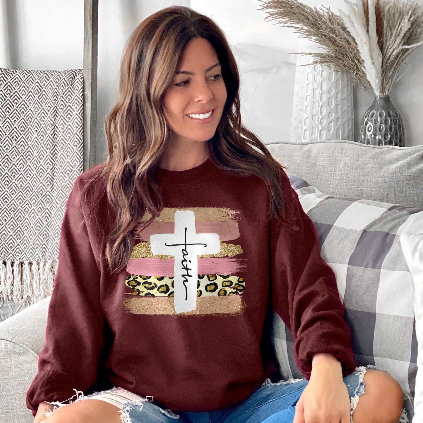 Faith Cross Paint Swipe Sweatshirt