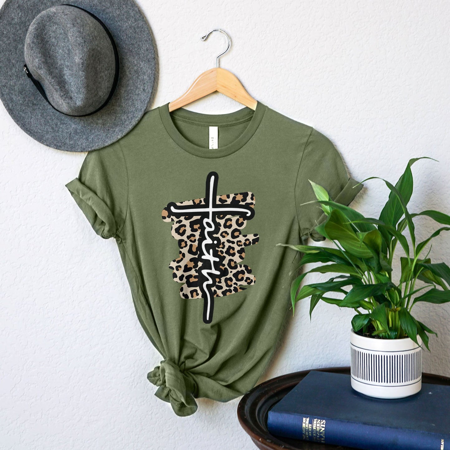 Faith Cross Leopard Tee