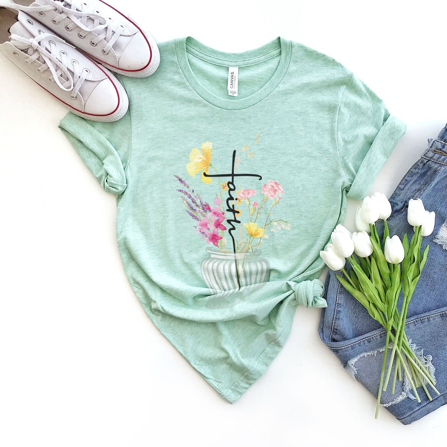 Faith Cross Vase Tee