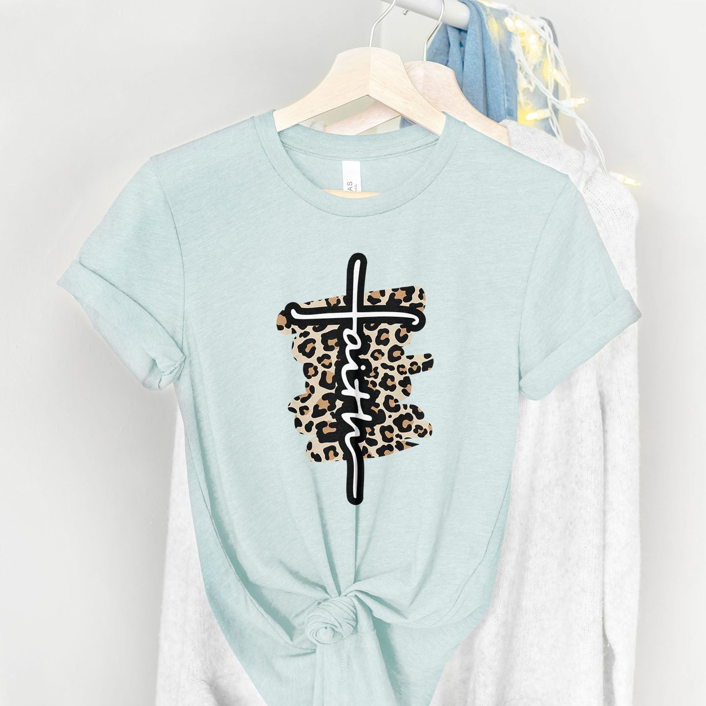 Faith Cross Leopard Tee