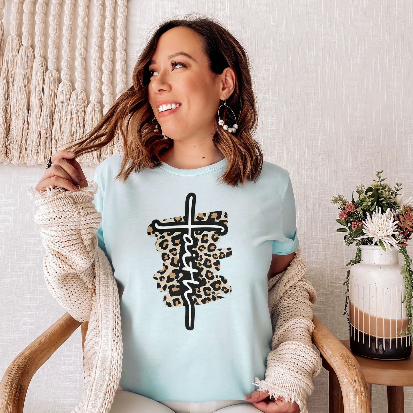 Faith Cross Leopard Tee