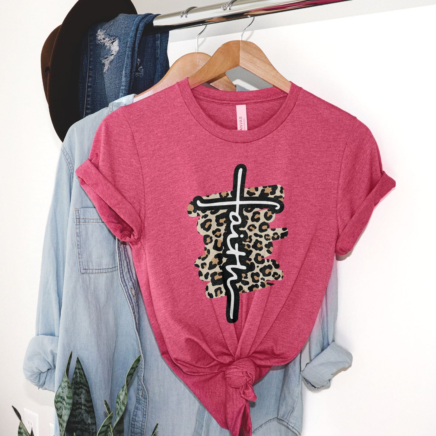 Faith Cross Leopard Tee