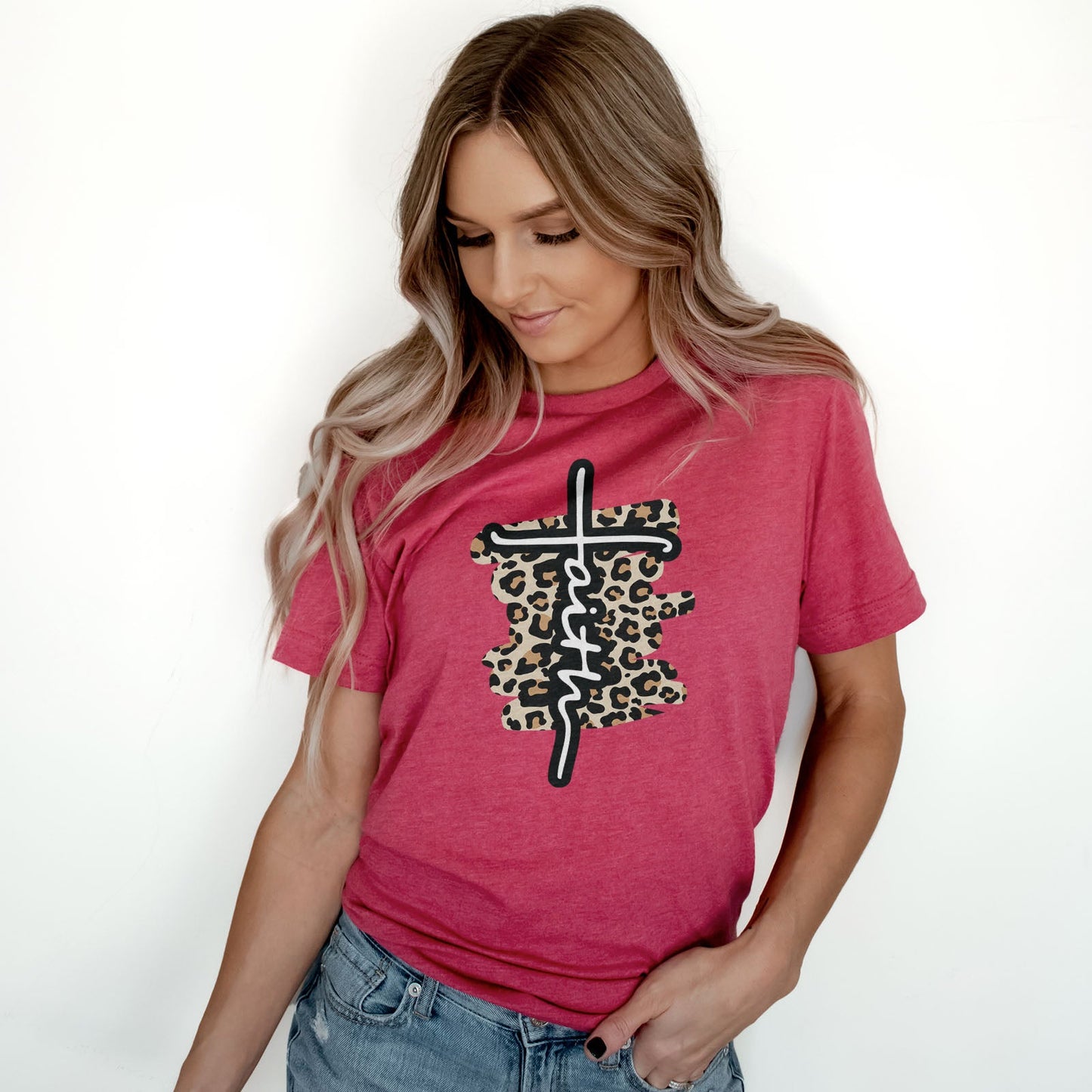 Faith Cross Leopard Tee