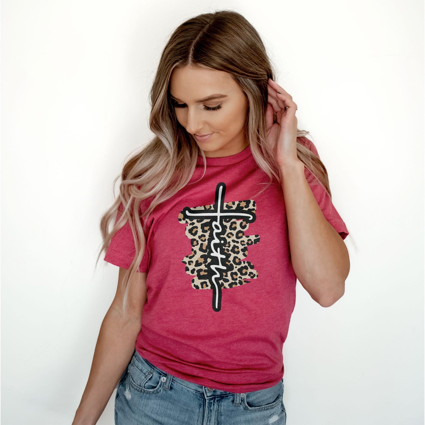 Faith Cross Leopard Tee