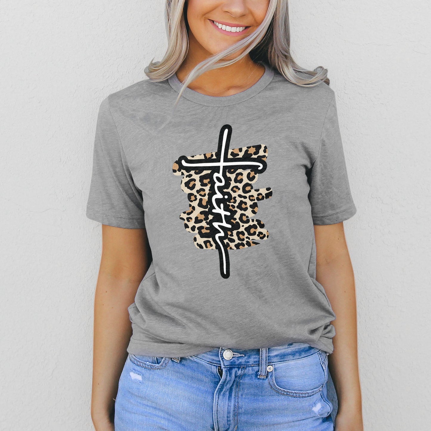 Faith Cross Leopard Tee