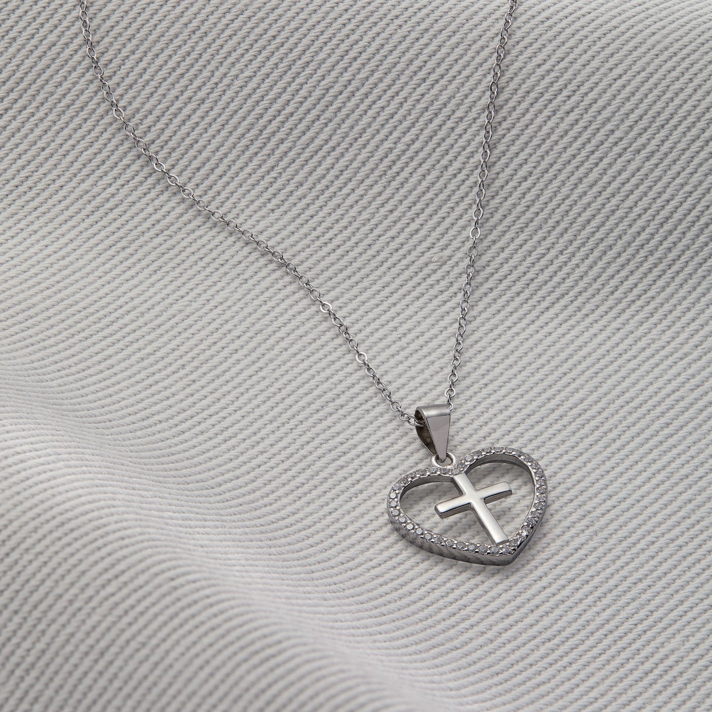 Cross Heart Pendant Necklace
